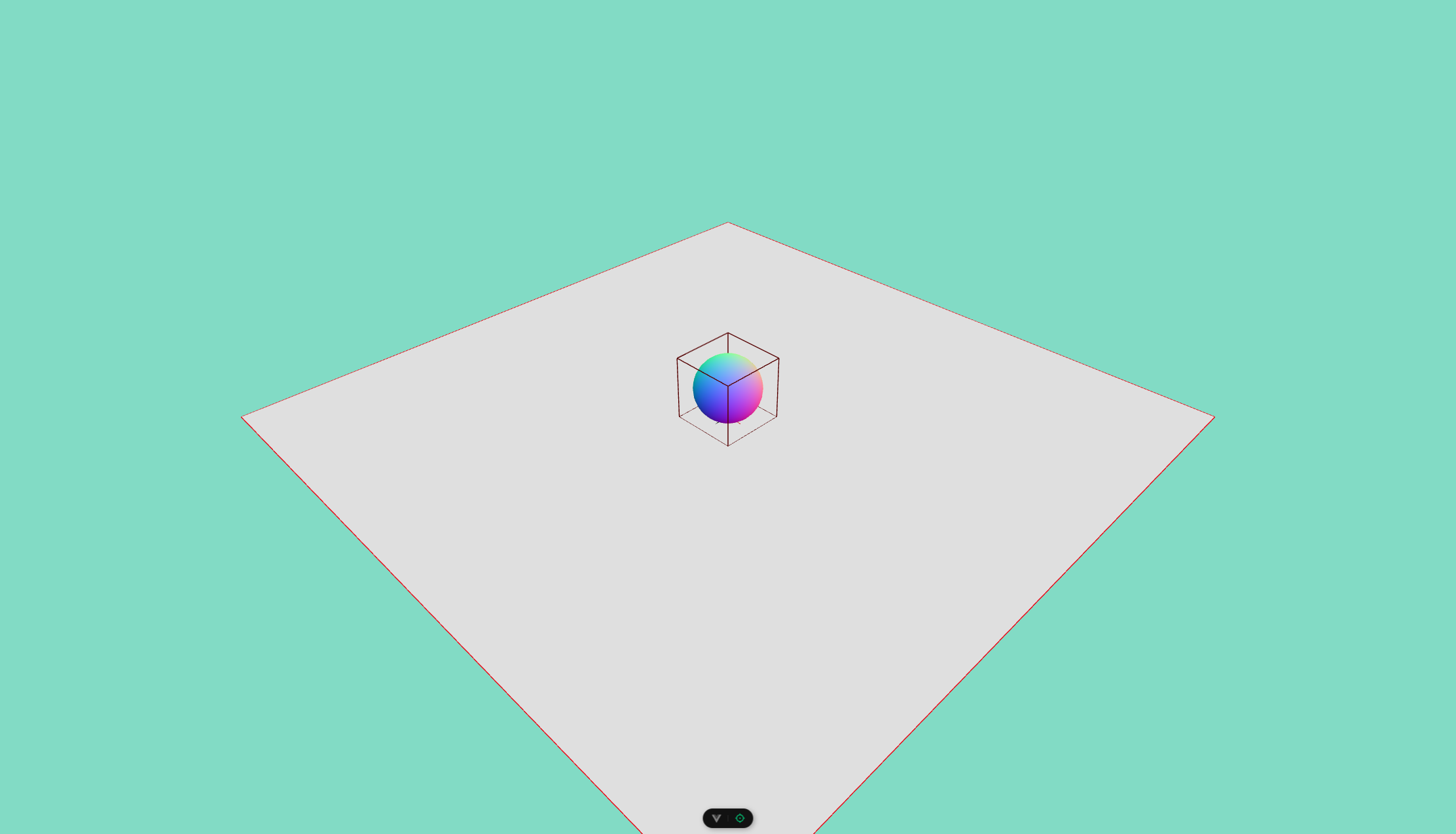Debug view showing the ball wrapped by a default cuboid collider